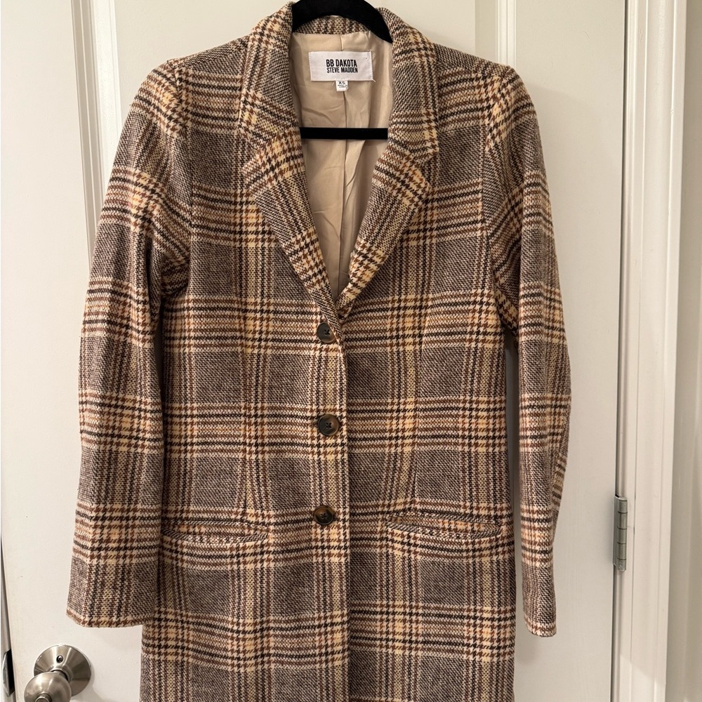 BB Dakota x Steve Madden Women's Plaid Brown Coat